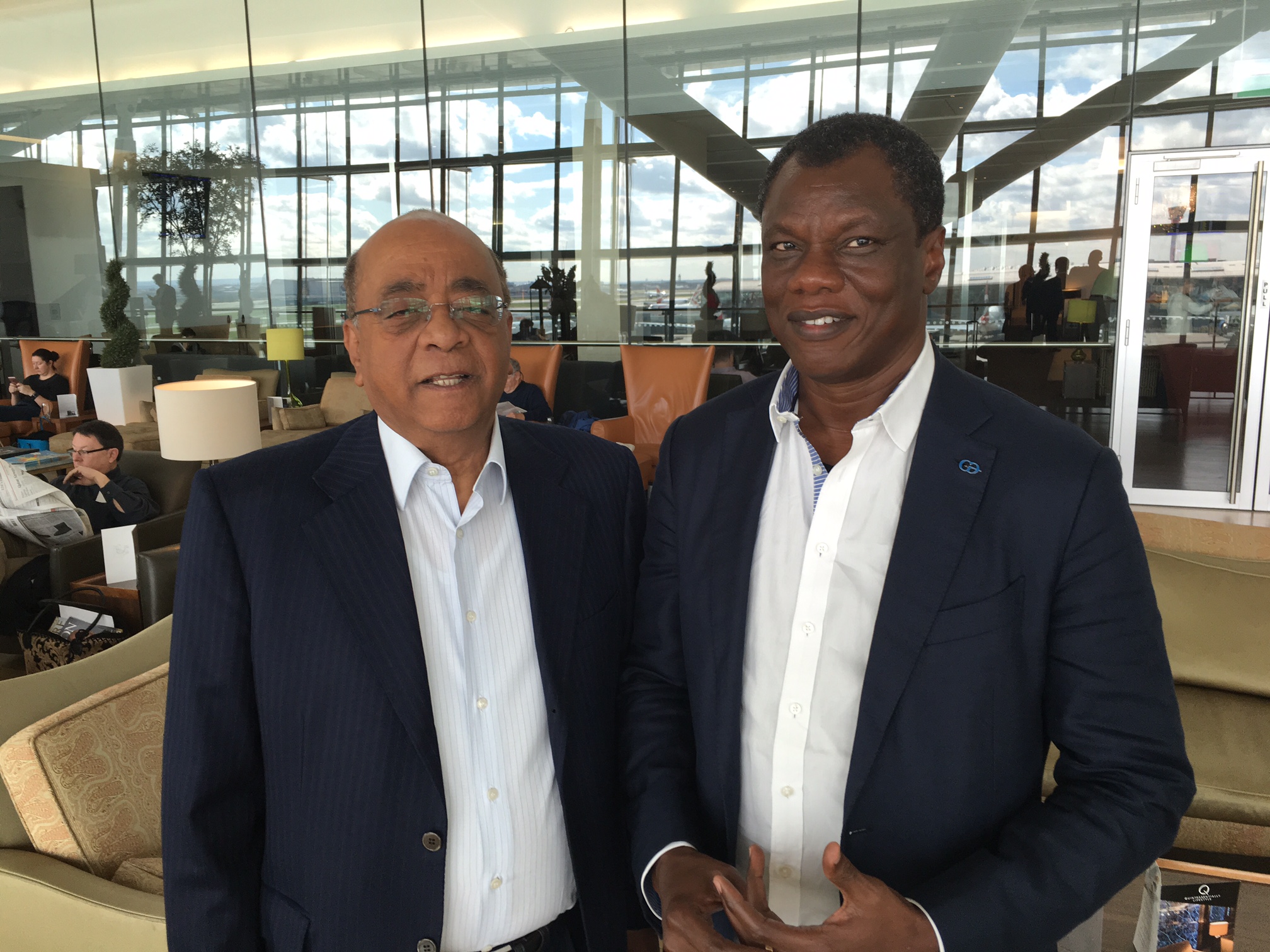 Austin Okere Meets Mo Ibrahim, Foremost African Entrepreneur and Good Leadership Advocate